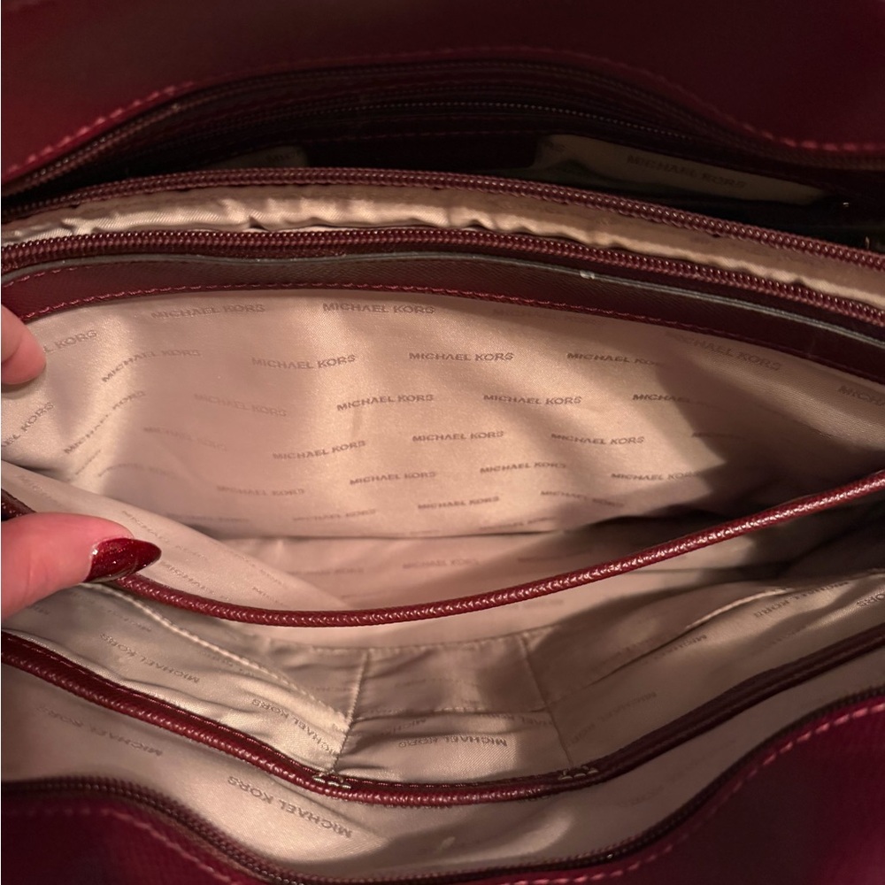 Michael Kors Burgundy and Brown Tote Bag - Picture 6 of 11